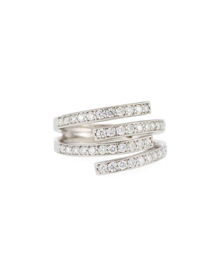 Double Wrap Diamond Ring - White Gold
