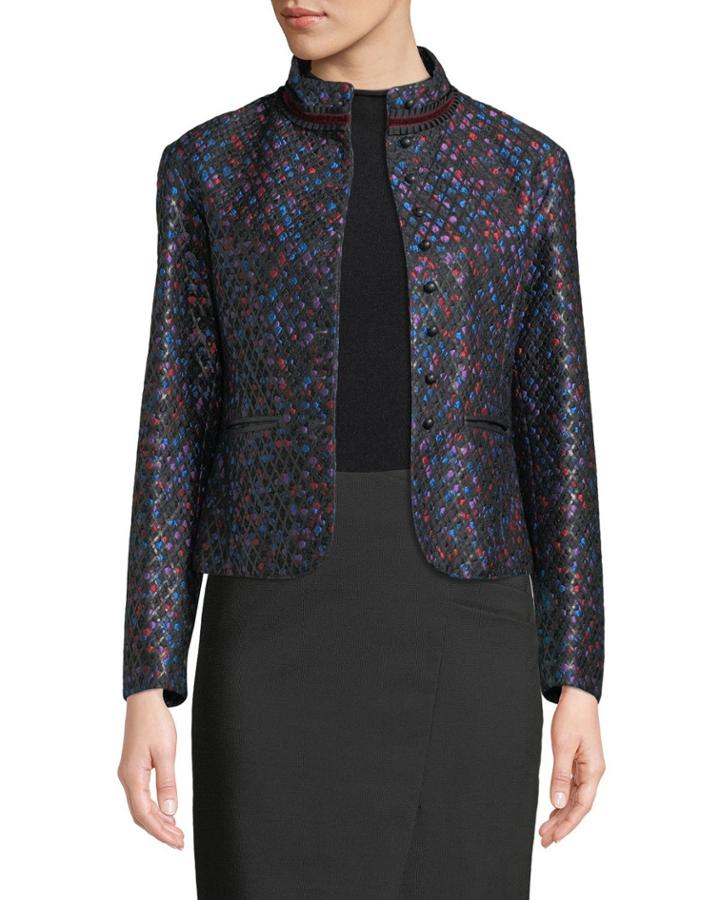 Multicolor-floral Jacquard W/ Leather