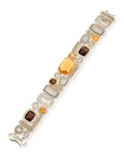 Montage Diamond, Smoky Quartz & Citrine Bracelet