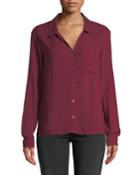 Lightweight Woven Button-front Blouse