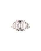 Emerald-cut Simulated Sapphire Cocktail Ring, White,