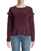 Cable-knit Chenille Ruffled Pullover
