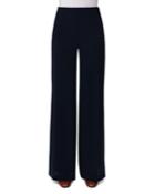 Silk Georgette Wide-leg Pants, Dark Blue