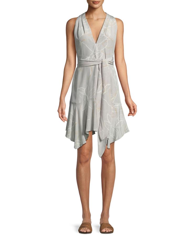 Floral-print V-neck Dress With