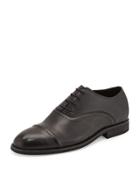 Nathan Perforated Leather Oxford, Black/gray