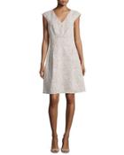 Jackie Cap-sleeve A-line Dress, Hemp/white