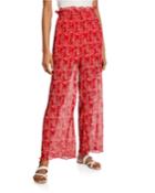 Apricity Printed High-rise Wide-leg Pull-on Pants