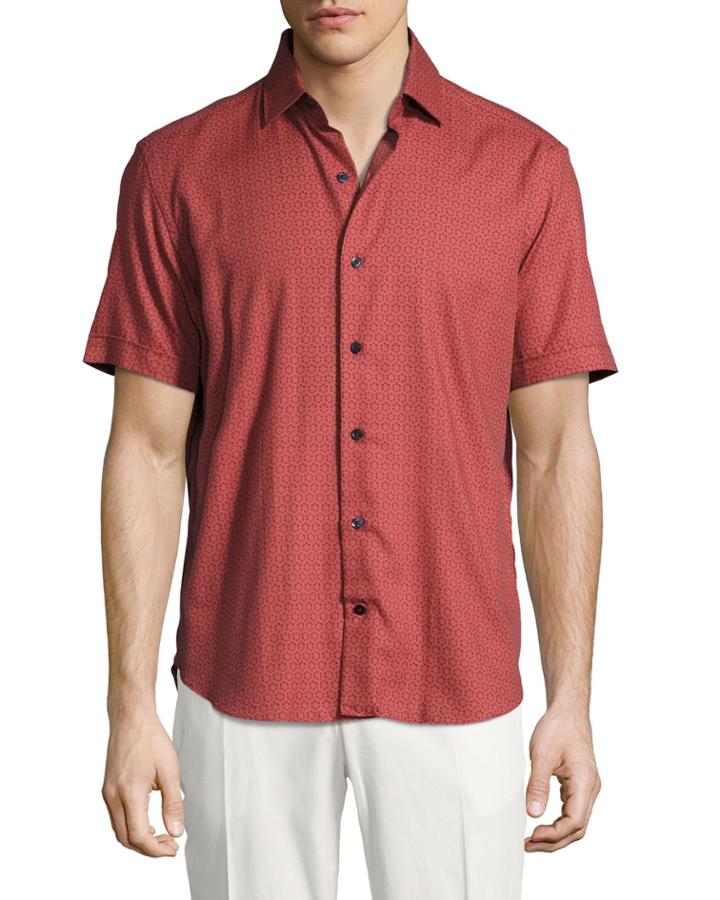 Medallion-print Short-sleeve Cotton