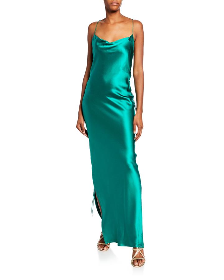 Yasmine Ruched Silk Satin Bodycon Dress
