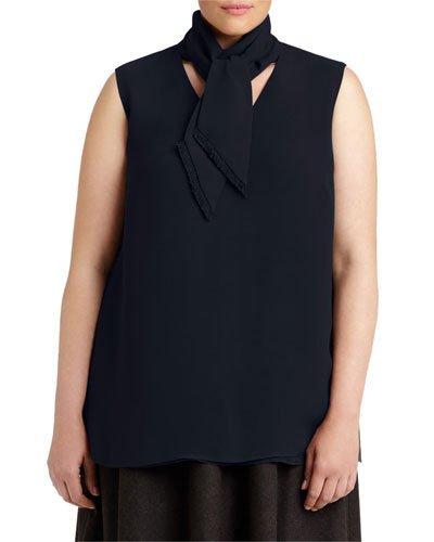 Charlie Fringed Neck-tie Silk Blouse,