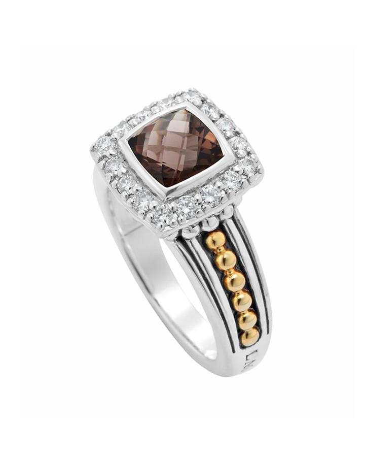 Lagos Two-tone Cushion-cut Quartz & Diamond Ring, Women's,