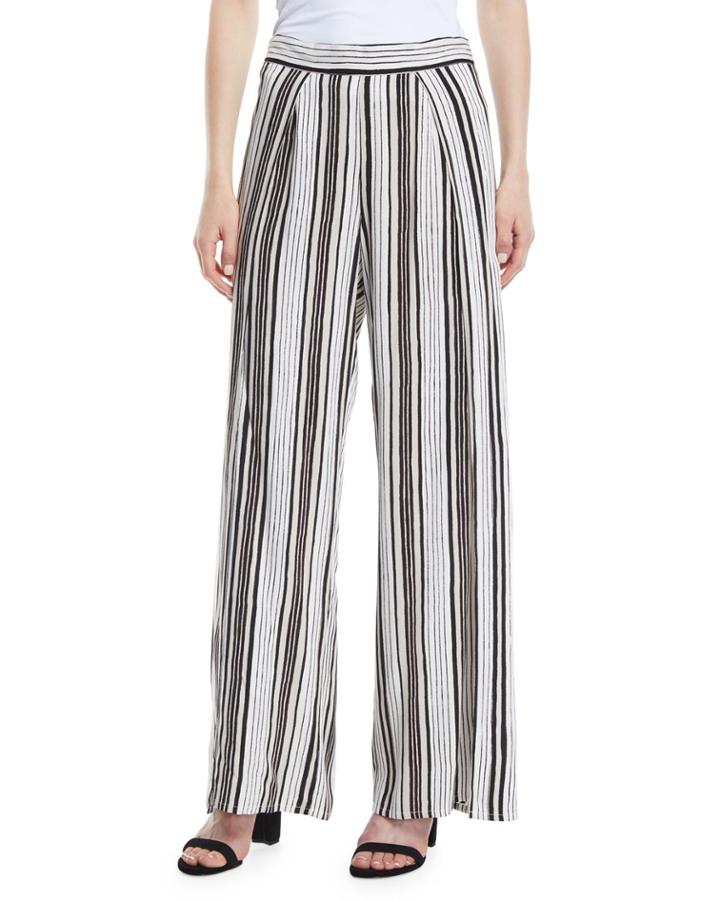 Avah Striped Split Wide-leg Pants