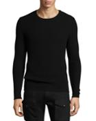 Ribbed Cashmere Button-shoulder