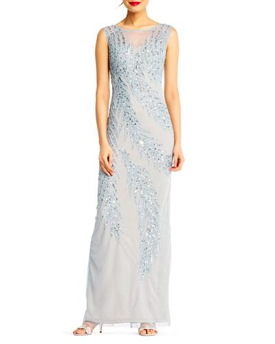 Palm-beaded Column Gown,