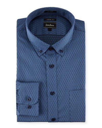 Xtrim Fit Dobby Diamond Dress Shirt, Dark Blue