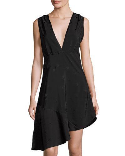 Asymmetric Star Jacquard Dress, Noir