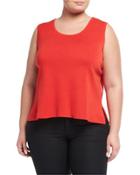 Scoop-neck Knit Tank, Red,