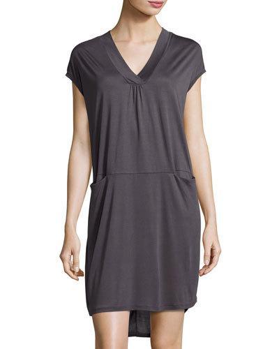 Slip-pocket Draped Jersey Dress