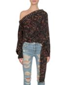 Lace-up One-shoulder Long-sleeve Tie-waist