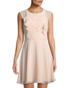 Lace-top Sleeveless Fit-&-flare Chiffon Dress