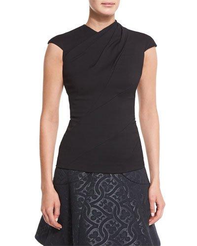 Cap-sleeve Tuck-pleated Blouse