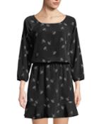Feather-print Crepe Dress