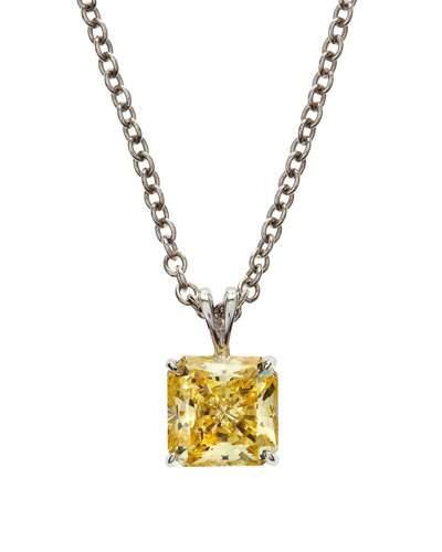 Square Canary Cz Pendant Necklace
