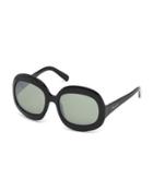 Oversized Square Plastic Sunglasses, Black/smoke