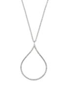 18k White Gold Diamond Oval Pendant Necklace