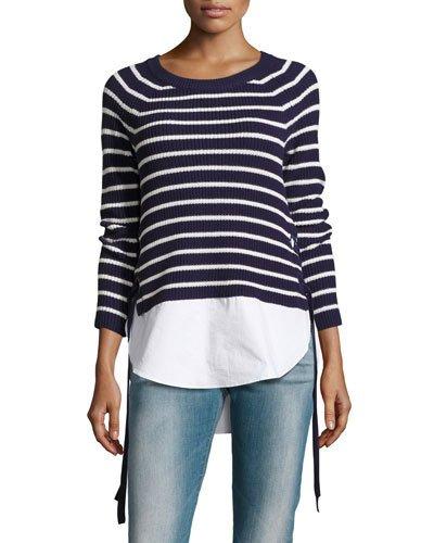 Striped Layered Sweater, Blue/white