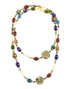Long Multi-jewel Cloisson&eacute; Necklace