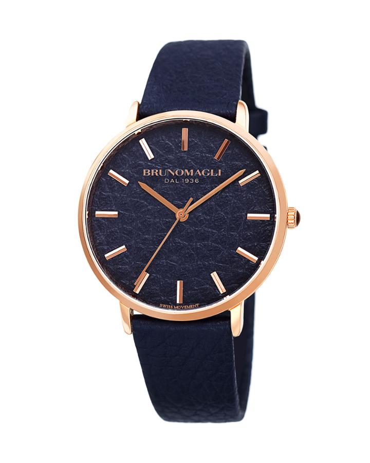 Men's Roma 38mm Leather-dial Watch, Blue/rose