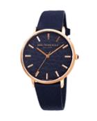 Men's Roma 38mm Leather-dial Watch, Blue/rose