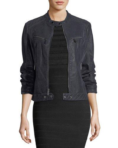 Washed Faux-nubuck Bomber Jacket
