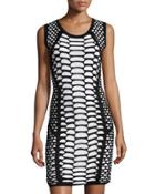 Empire Knit Patterned Dress, Black