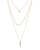 14k Gold 3-chain Layered Necklace With Diamonds