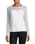 Textured Sweater W/ Lace Detail, Ivory