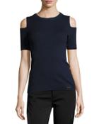 Cold-shoulder Short-sleeve Ribbed