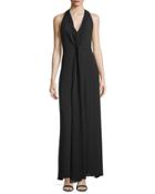 Mara Tie-neck Sleeveless Maxi Dress, Black