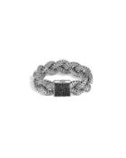 Classic Chain Large Braided Silver Bracelet, Black