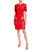 Atlas Short-sleeve Embroidered Tulle