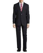 Classic-fit Pasolini/movie Wool-blend Two-piece Suit W/pinstripe Print, Navy