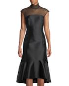 Adelia Smocked-collar Cocktail Dress