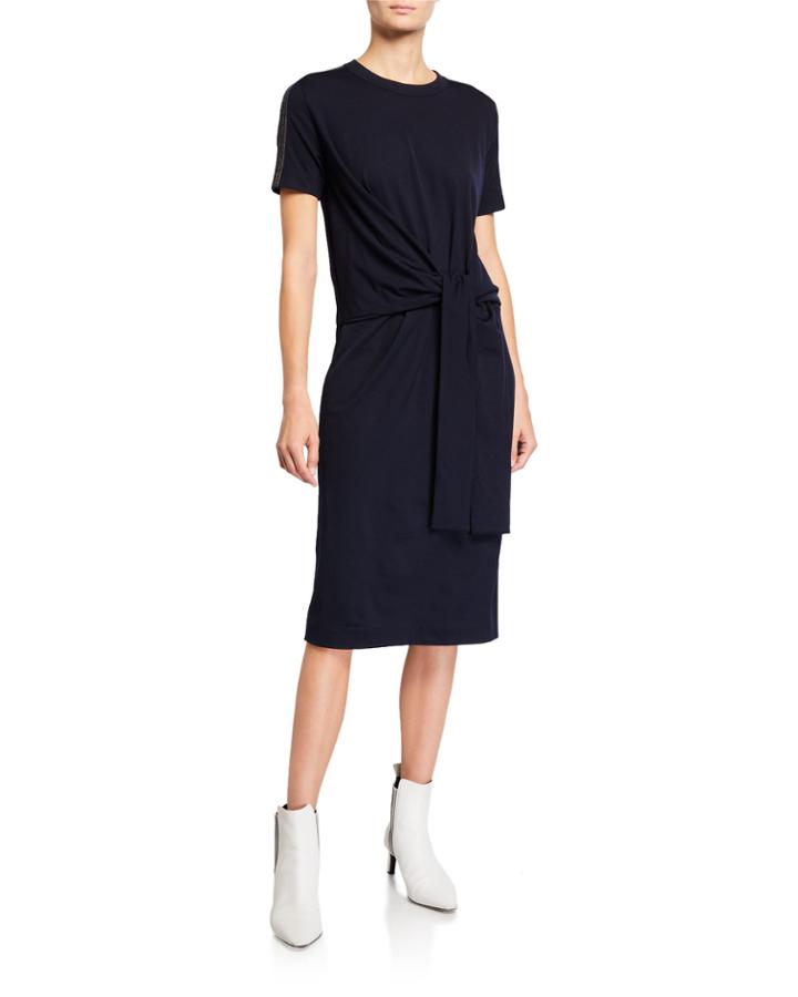 Stretch Wool Jersey Short-sleeve Dress