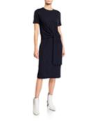 Stretch Wool Jersey Short-sleeve Dress