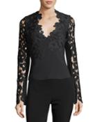 Cut Lace-trim Long-sleeve Top