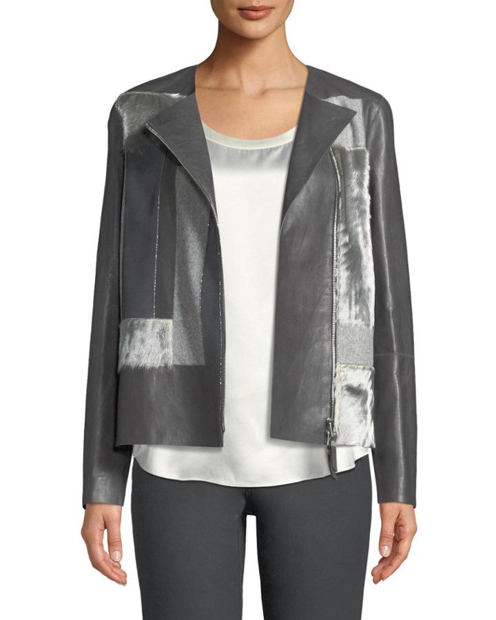 Toluca Lambskin Jacket With Calf Hair Patchwork