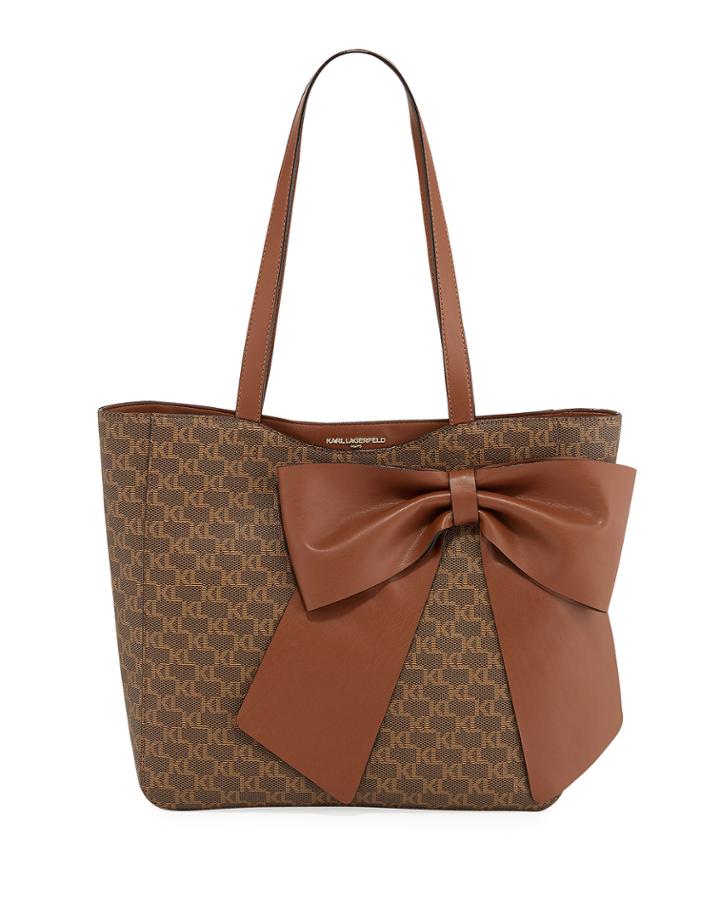 Canelle Large Bowed Monogram Tote Bag