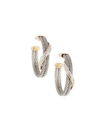 Diamond Wrapped Cable Hoop Earrings