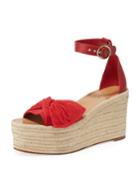Leather Ankle-strap Wedge Espadrilles